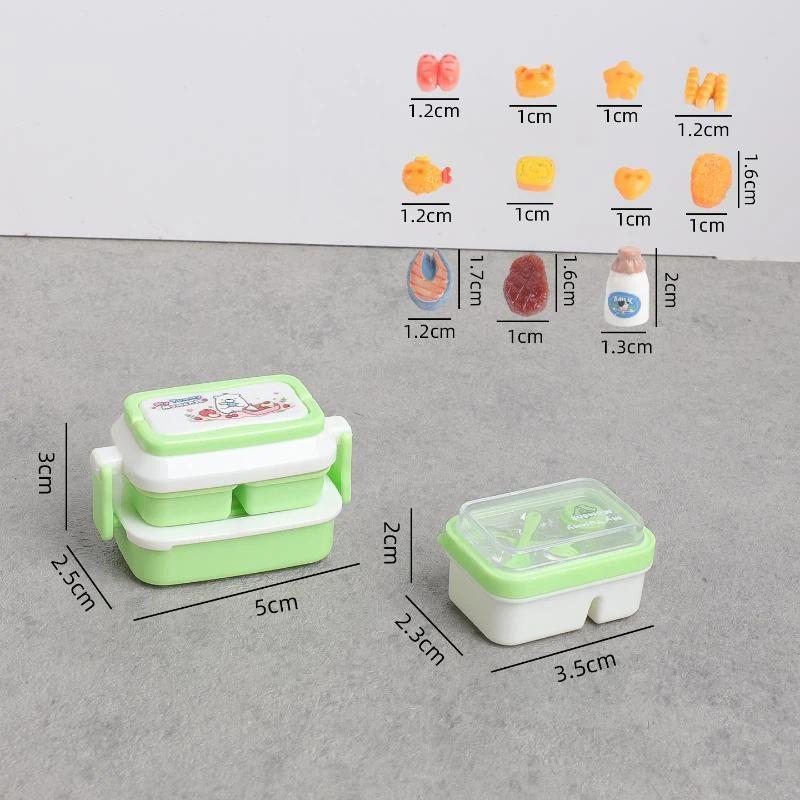 Dollhouse Simulation Mini Lunch Storage Box 1 Set Cartoon Kitchen Tableware for Kids Pretend Play Game Props