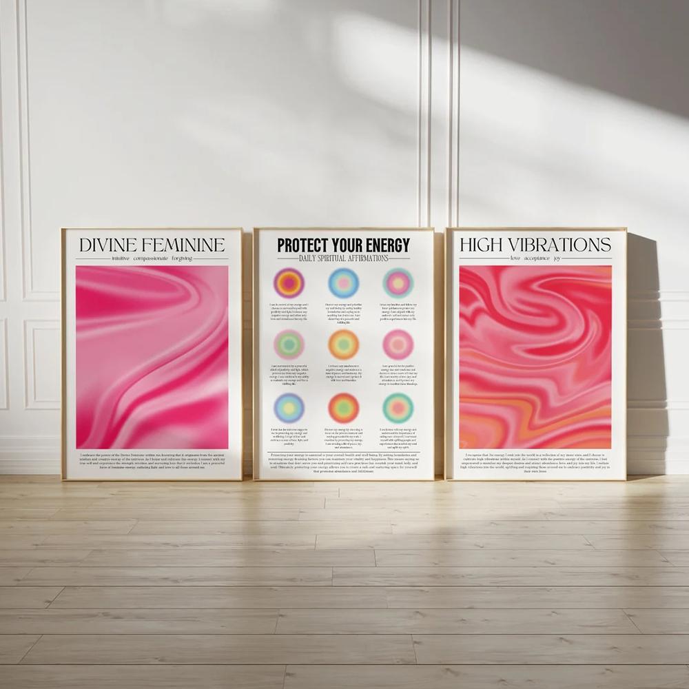 

Вдохновляющие цитаты, ежедневное подтверждение, Божественная женская аура Graident, настенная живопись на холсте, постеры для гостиной, домашний декор 21x30cm No Framed