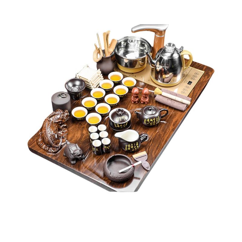 Automatic Tea Set with Integrated Kettle and Wood Grain Design