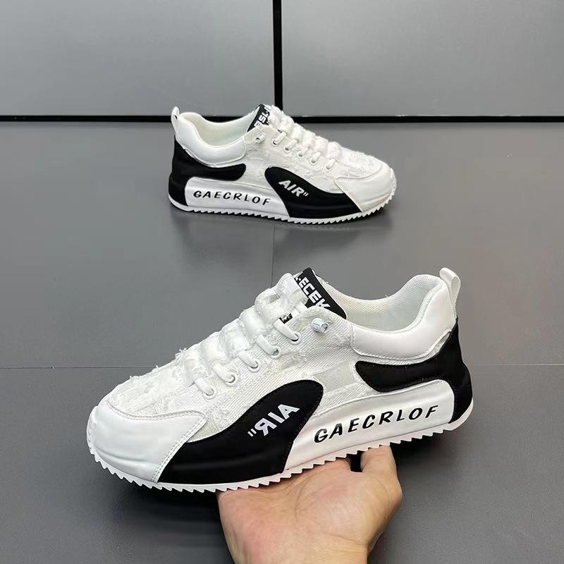 Fashion Chunky Sneaker Men Ripped Design Hollow Out Summer Breathable Board Shoes Fashion Casual Increased Internal Platform Shoes