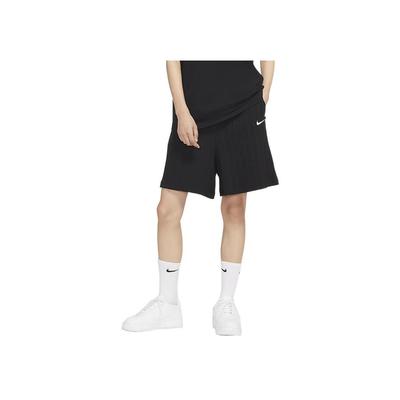 Logo Print Ribbed Loose Fit Five-Point Shorts Women Shorts Black DM6402-010
