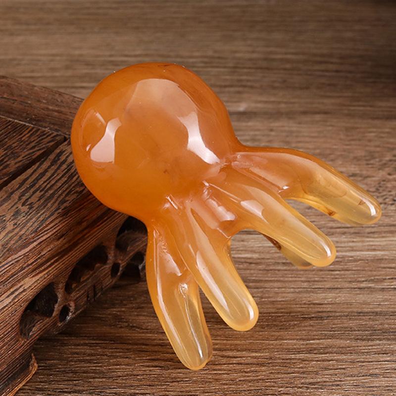 Spa Quality Home Travel Use Ergonomic Octopus Head Resin Gua Sha Massager Portable Face Body Scalp Pressure Point Tool
