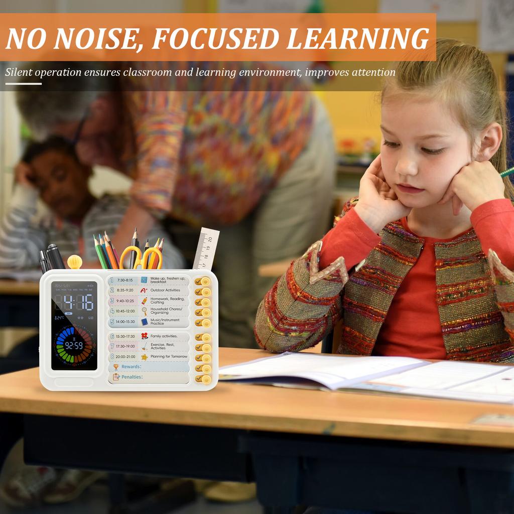 Visualization Task Timer LED Digital Countdown Countup Timer with Chore Chart Board & Large HD Color Screen Alarm Clock for Home