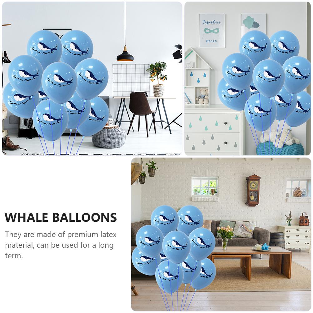 20 Pcs Balloons Whale Party Polka Dots Decor Printed Latex Blue Cartoon Animals Child
