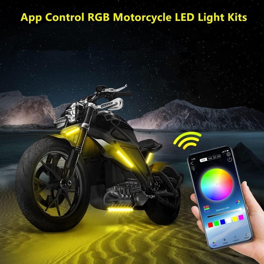 6 Pcs Motorcycle LED Light Kits, App Control Multicolor 6 Pcs Multicolor