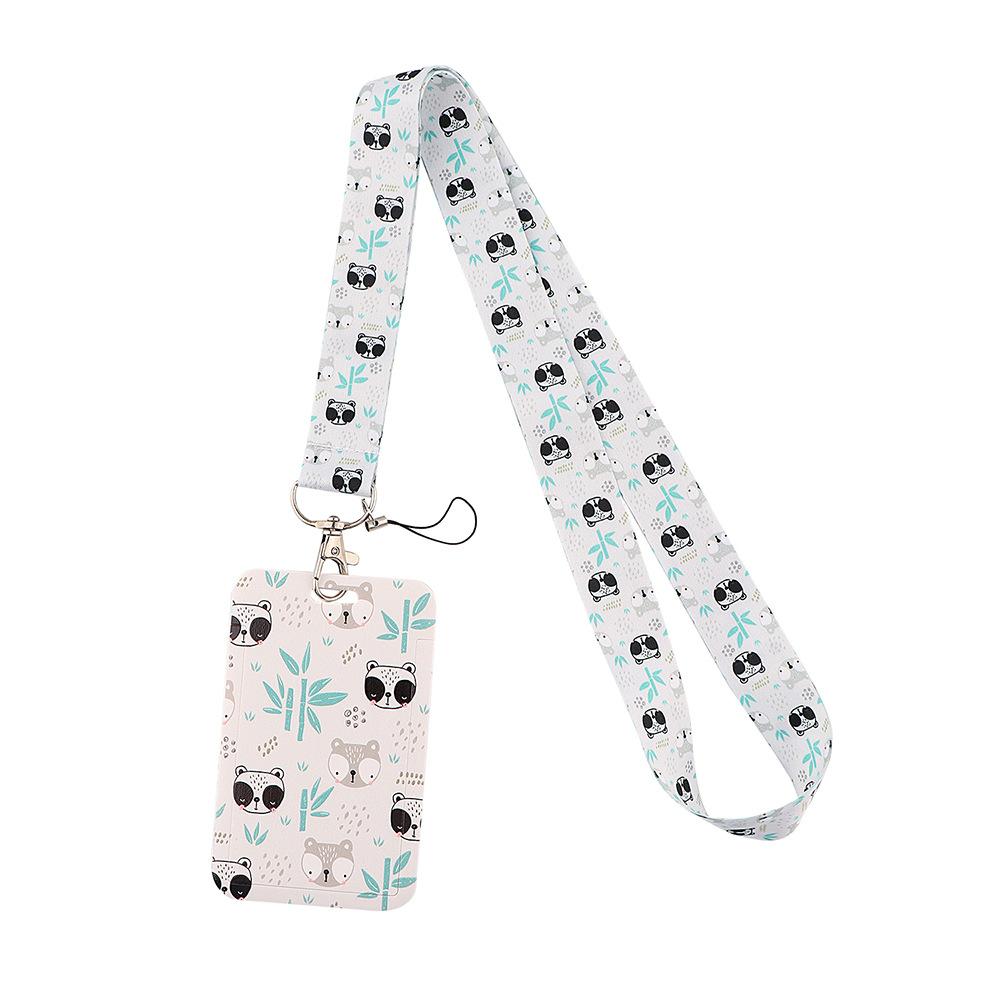 Cute Animal Panda Credential Holder Keychain Lanyard For Keys ID Card Holder Cartoon Keyring Neck Straps Phone Rope