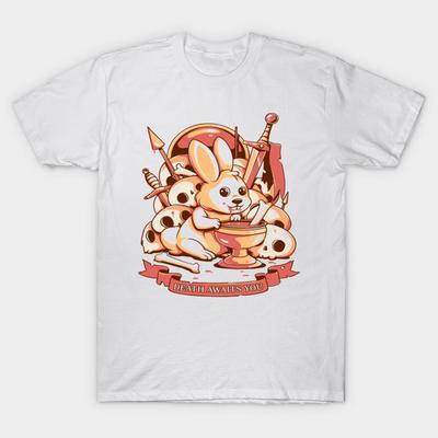 T-Shirt Damen Der Tod erwartet dich Harajuku Print Kawaii T-Shirt Sommer Kurzarm Damen T-Shirt Top Tee