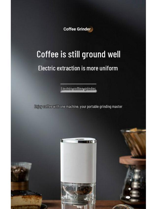 Electric Coffee Bean Grinder - Portable Hand-Crank Coffee Maker, Small Automatic & Household Use