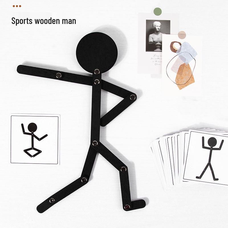 Creative Wooden Posing Figures for Children's Sports and Early Education