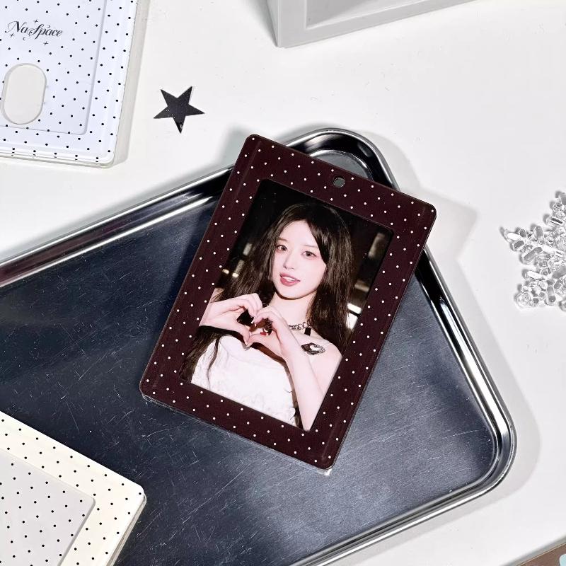 

Polka Dot Acrylic Photo Frame with Holder Retro Style Card Holder 3 Inch Kpop Photocard Protective Case Photo Card Sleeves New Only Frame