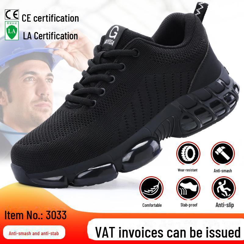 Men's Lightweight Steel Toe Safety Shoes - Anti-Smash & Anti-Puncture Flying Woven Design