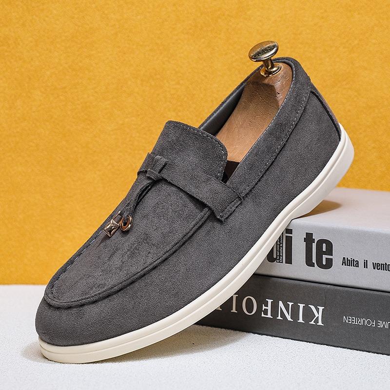 

Men s one-pedal casual board shoes suede sports lightweight beanie shoes 44 темно-сірий колір