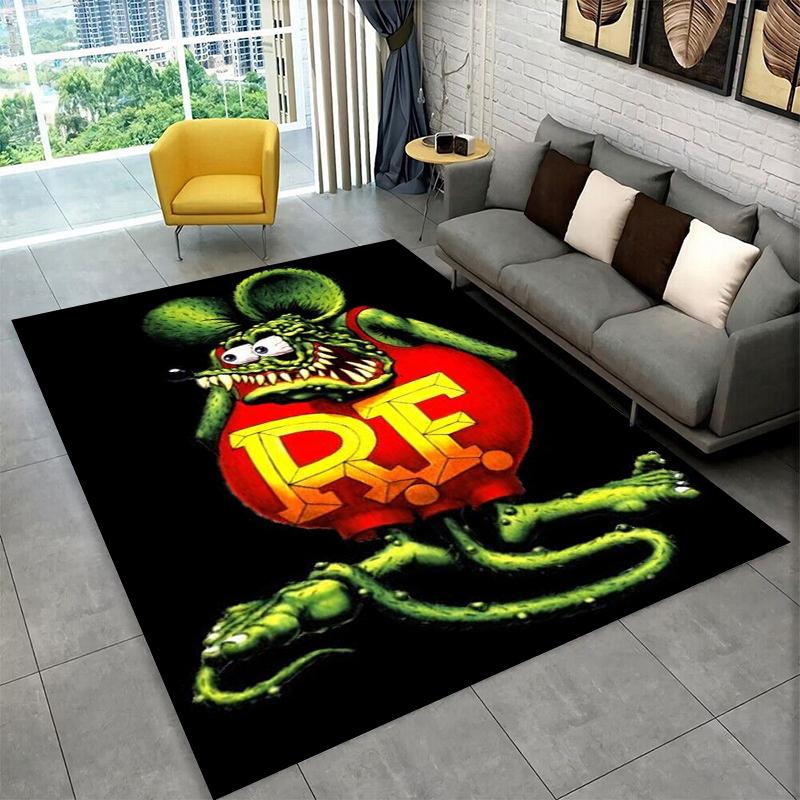 3D Rat Fink Cartoon Raceauto Moto Bord Tapijt Vloerkleed voor Slaapkamer Woonkamer Bank Deurmat Huisdecoratie,Kind Speelruimte Tapijt Antislip