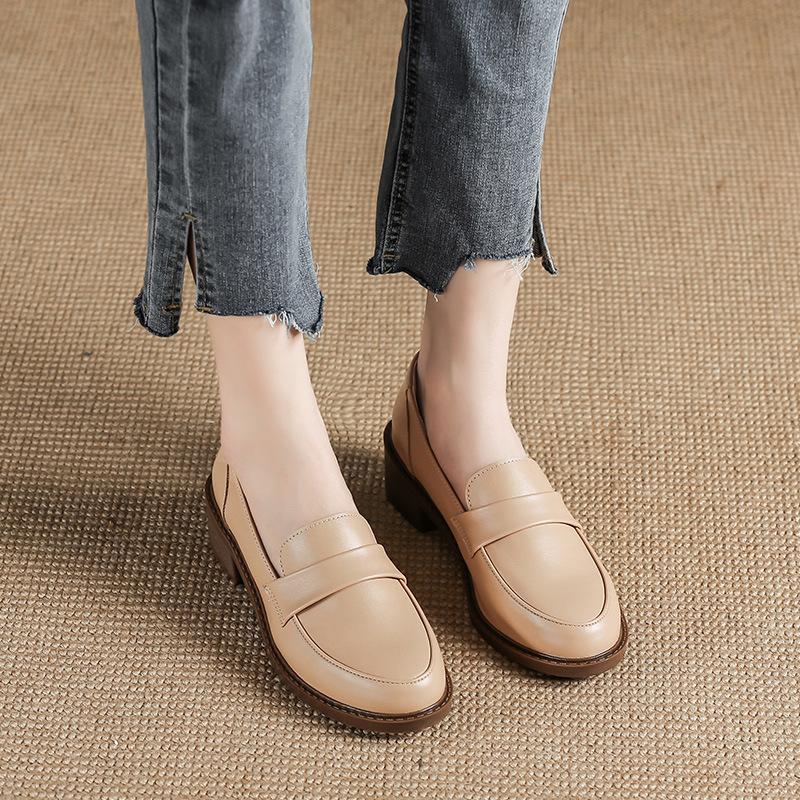 British Style Woman Thick Low Heels Oxfords Round Toe Flats Loafers Femmes Sneakers All Match Creepers Ladies Platform Bullock