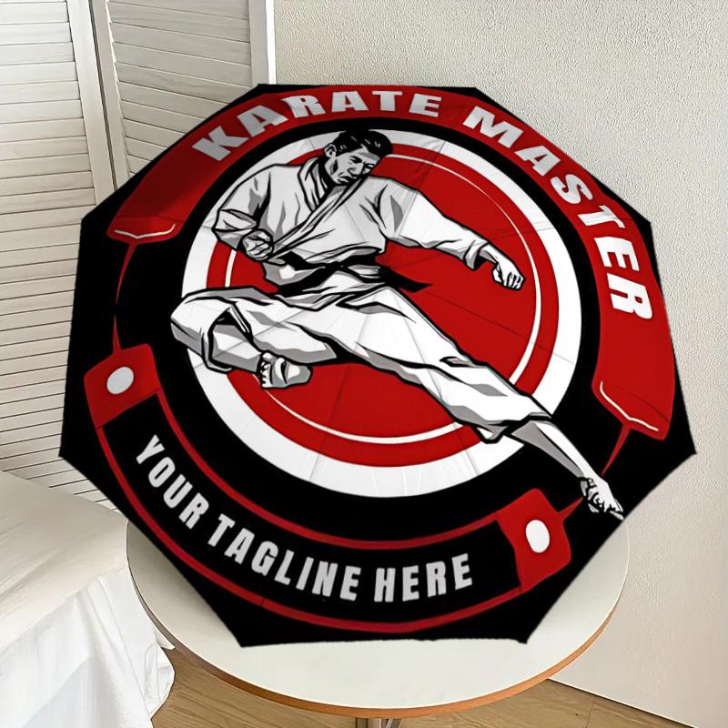 1PC Karate Master Umbrella-8-Rib Reinforced, Automatic Open, Lightweight & Durable, Cute Fashion Accessory for Outdoor, Beach, or Casual Use, Beach Um