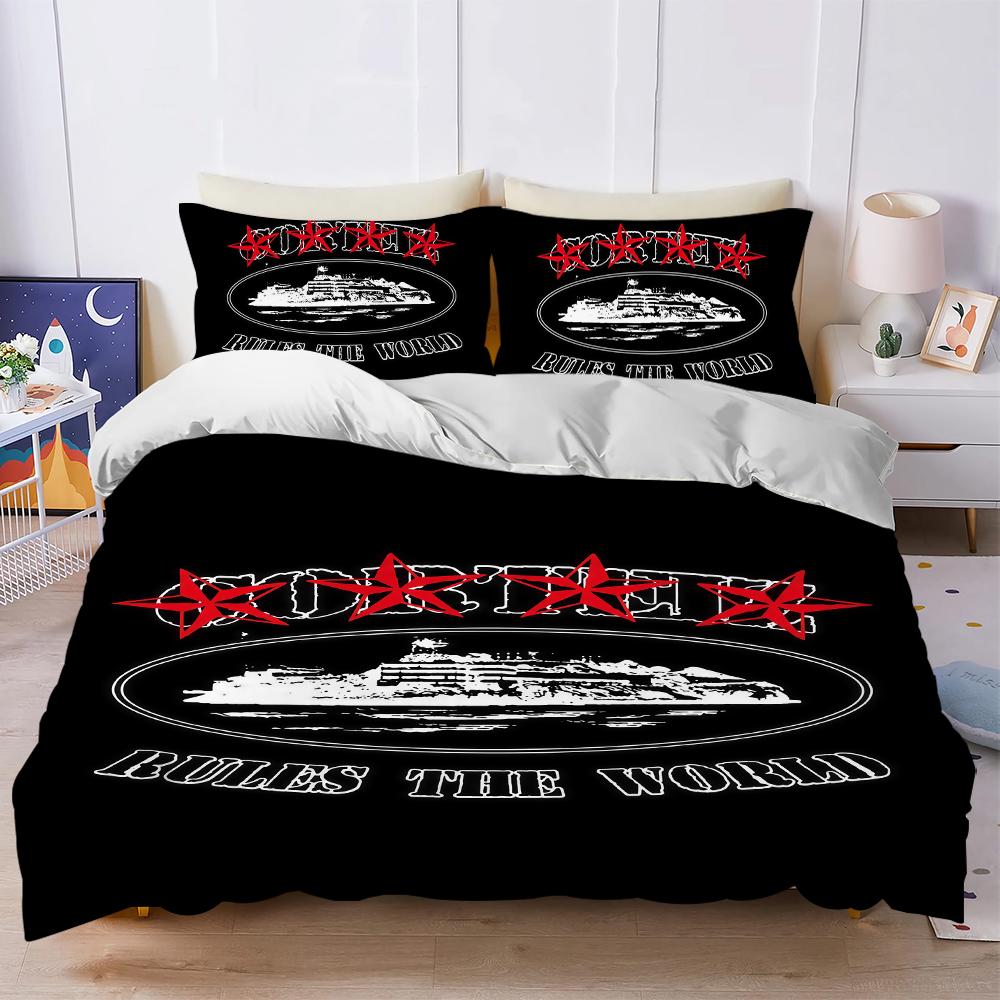 

Fashion World-C-Corteiz Duvet Cover Set Soft Wash Bed 3 Piece Summer Comfortable Student Dormitory Home Baby Bedding Best seller (135x200cm)