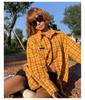 American Plaid Long-Sleeve Frayed Hem Cardigan Shirt