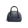 Sydney 20 Classic Presbyopic Zipper Closure Chambray Canvas and Leather Shoulder Crossbody Handbag Small Size Women's Dark Blue