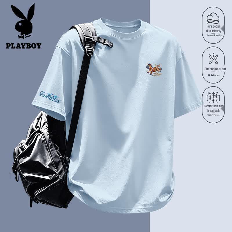 PLAYBOY Men s American Retro Cotton Short Sleeve T-Shirt L