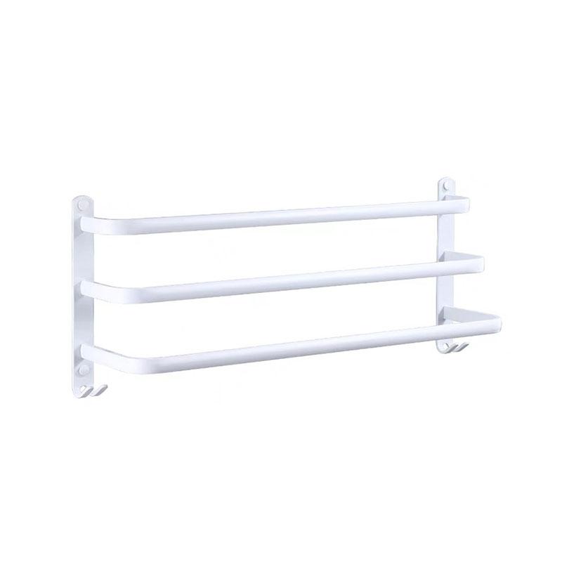 White Aluminum Bathroom Towel Rod Wall-mounted Toilet Towel Storage Rack 1/2/3 Layer Rod Towel Rack Bathroom Hardware 30-50cm