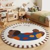 Cartoon Stijl Slaapkamer Decor Rond Tapijt Pluizig Zacht Kinder Vloermat Dierlijke Patronen Tapijten voor Woonkamer Dik Pluche Tapijt