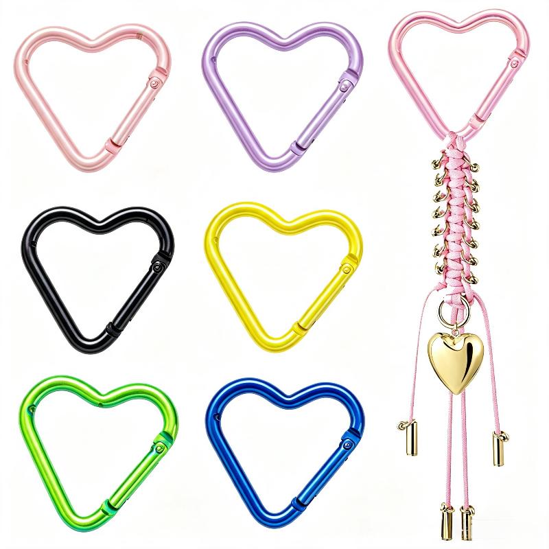 5Pcs New Heart Shaped Carabiner Hook Ring Keychain Keyrings Diy Jewelry Making Supplies Connector Buckles Accessories