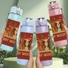 1PC Christmas Dog Vintage Card Art 750ml Color Plastic Sports Water Bottle Leakproof Flip Straw Lid Suitable for Sports Office Home Use