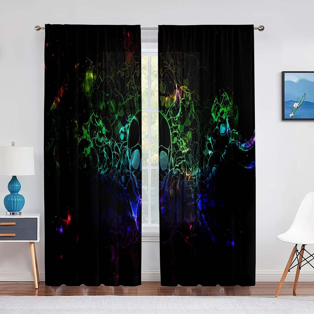 Dödskalle Textur med Huvudskål Huvudben Tyllgardiner för Vardagsrum Sovrum Chiffong Skir Voile Kök Fönstergardin Draperier