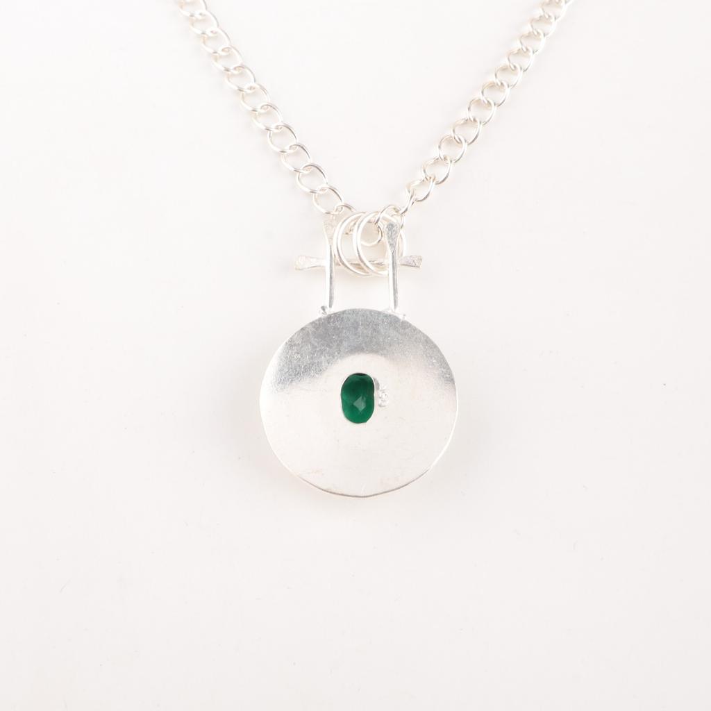 Chrome Diopside Gemstone 925 Sterling Silver Handcrafted Partywear Pendant 1.4" PP-57-5