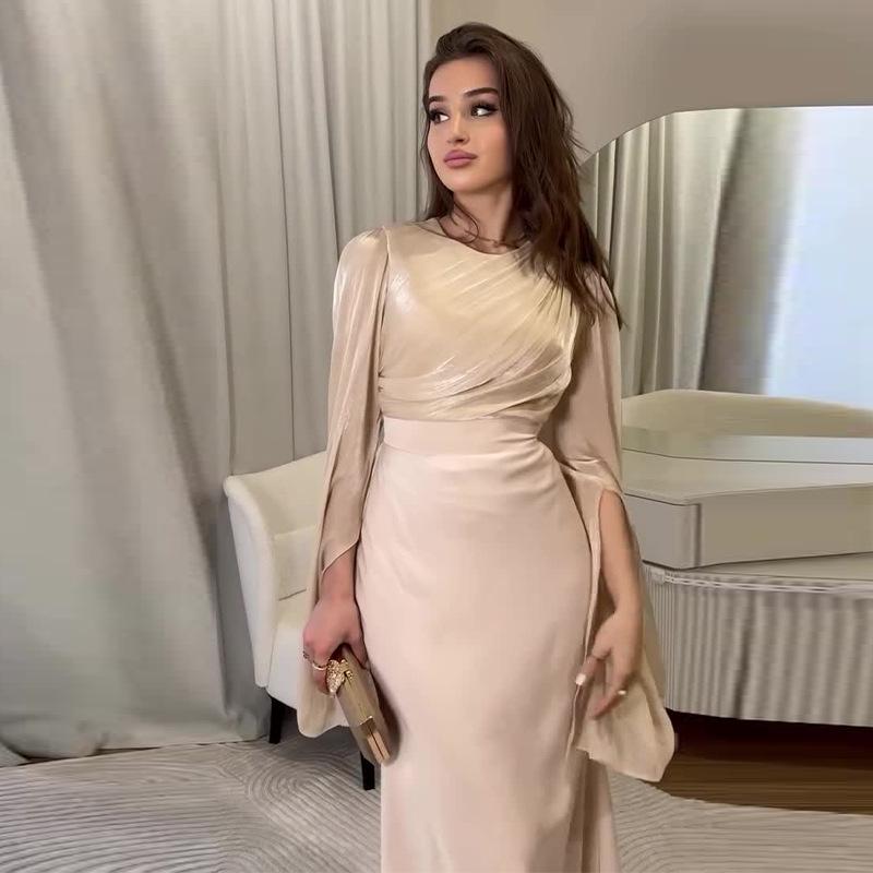 2024 Summer Women's Solid Color Spliced Long Sleeve Dress