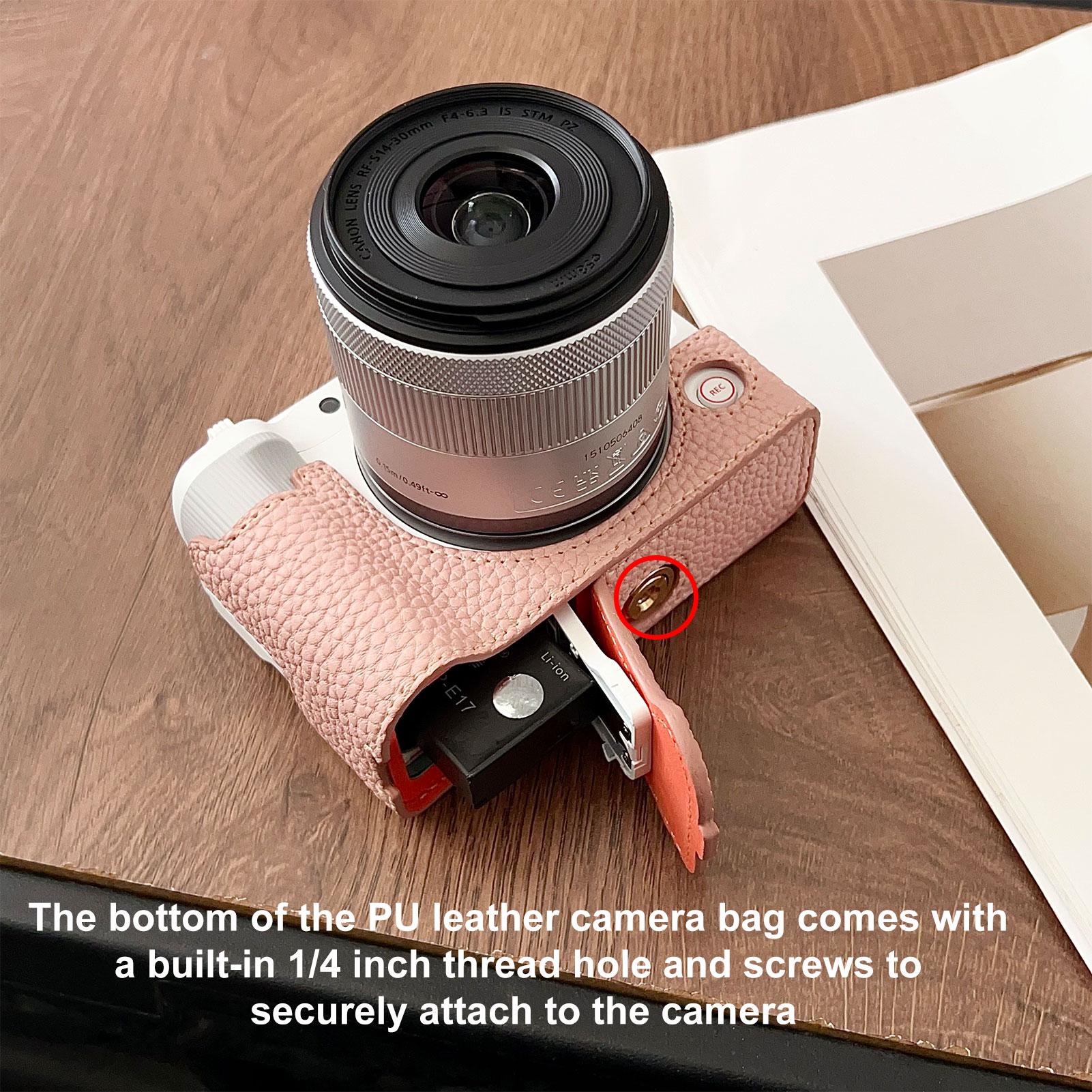 

Получехол для камеры из ПУ кожи, устойчивый к царапинам, чехол для переноски камеры с плечевым ремнем, совместимый с R50 V R50V розовый