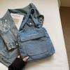 Small Square Bag - Ladies' Anti-theft Flip-top Bag - Women's Bag - Small Mobile Phone Bag - Denim Fabric Crossbody Bag Casually