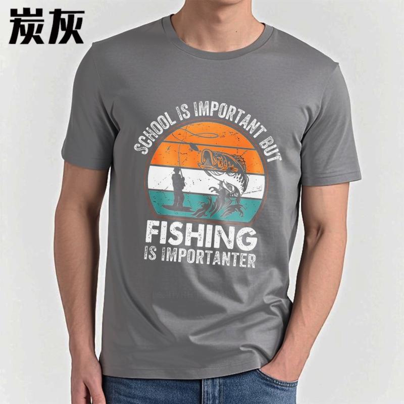 men brand tshirt Black summer Women t shirt School Is Important But Fishing Is Importanter Short Sleeve Printed ONeck tees