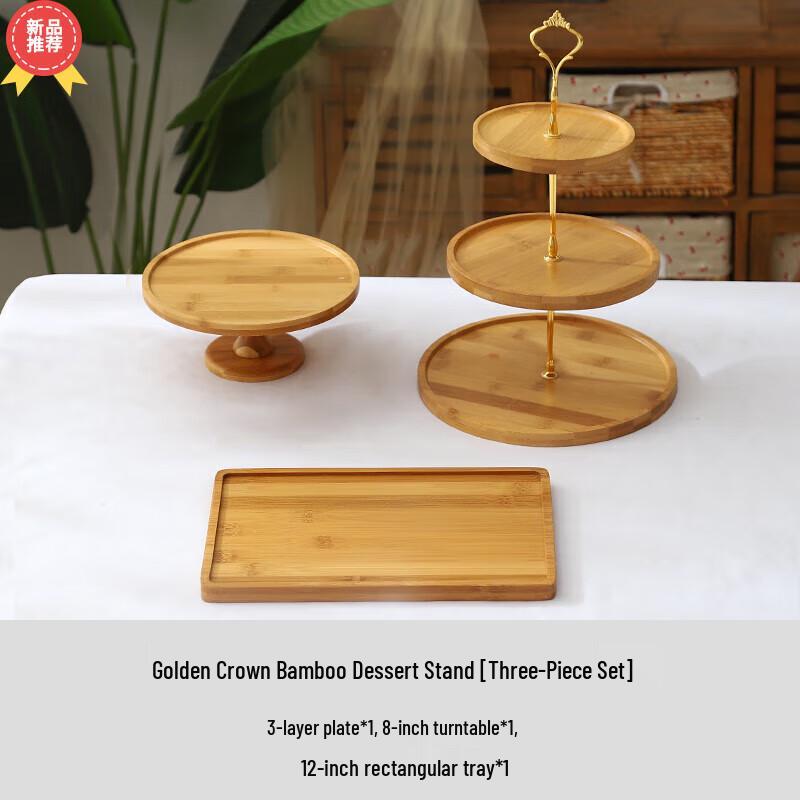 Golden Crown Wooden Dessert Stand Set