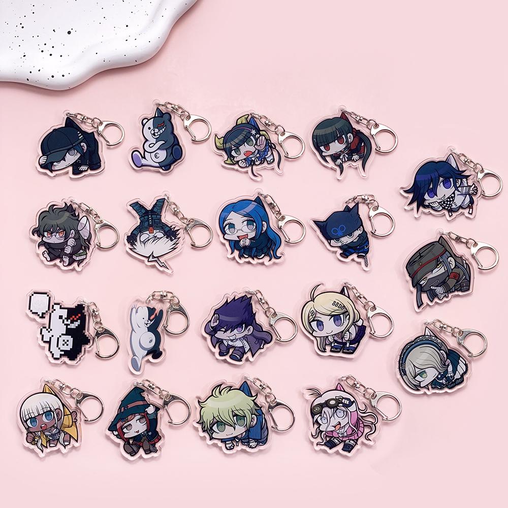 1/19Pcs Game Cartoon Danganronpa Acrylic Keychain Cute Backpack Pendant Funny Bag Charms Accessories Decoration Holiday Gifts