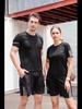 Men's Summer Gym Running Set: Loose-fit Quick-drying T-shirt with Round Neck and Printed Design.