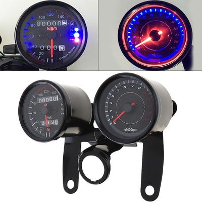 YIBO Universal Motorcycle Speedometer Odometer Gauge 0-160 Km/h 13000 RPM LED Backlight Tachometer Set Black Instrument
