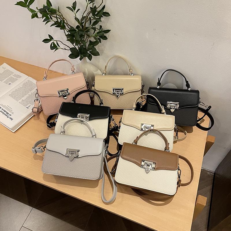 New High-end Contrasting Color Fashion Briefcase Bag Portable Shoulder Crossbody Trendy Women's Bag