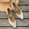 Elegant Strappy Ballet Flats with Cushioned Insole In Breathable Fabric 36