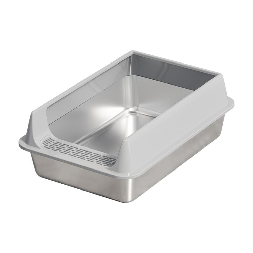Anti-splash Cover Cat Litter Box Stainless Steel Cat Toilet Cleaning Basin  Pet Supplies