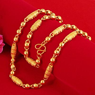 8mm Car Flower Olive Bead Transfer Bead Brass Vacuum Plating 24K Gold Necklace