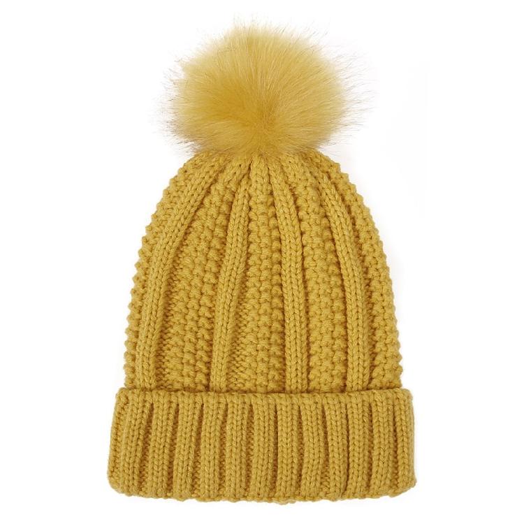 Fashion Solid Color Knitted Hat Pompom Thick Casual Simple Fall Winter All-match