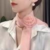 Summer Solid Color Rose Blossom Silk Scarf for Women Versatile and Stylish Thin Scarf for Neck Protection