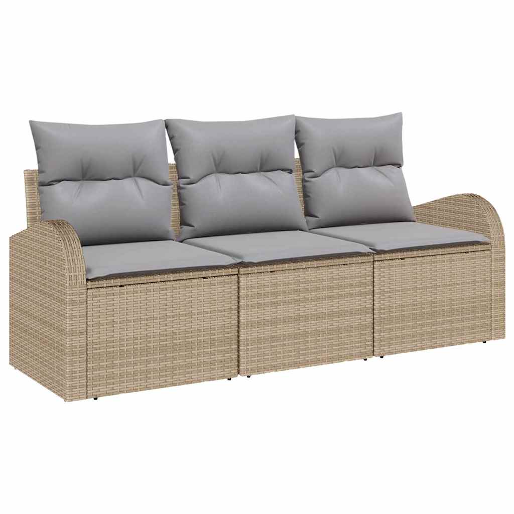 Garden Sofa Set Beige Poly Rattan