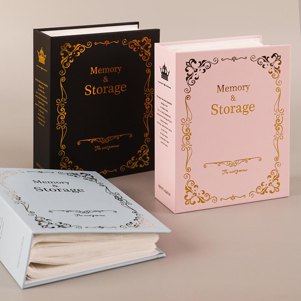 6Inch Photo Album Bronzing Design Anti-aging Inserted Type Storing 100 Pockets Family Memory DIY Vintage Picture Album Book Home
