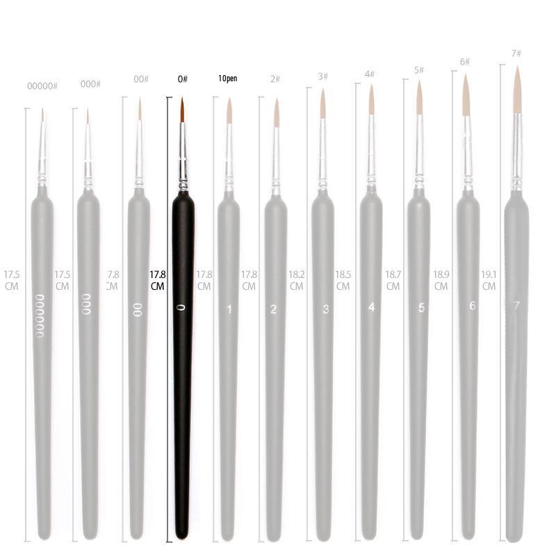 Set Pennelli Liner Triangolari Pelo di Lupo - Set da 11 Pezzi Pennelli Ultra-fini in Nylon per Acquerello e Contornatura