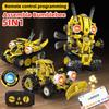 Moc 5 In 1 Electric Rc Intelligent Screen Led Robot Fighter Off-Road Vehicle Bulldozer Model Diy Building Block Children'S Toy