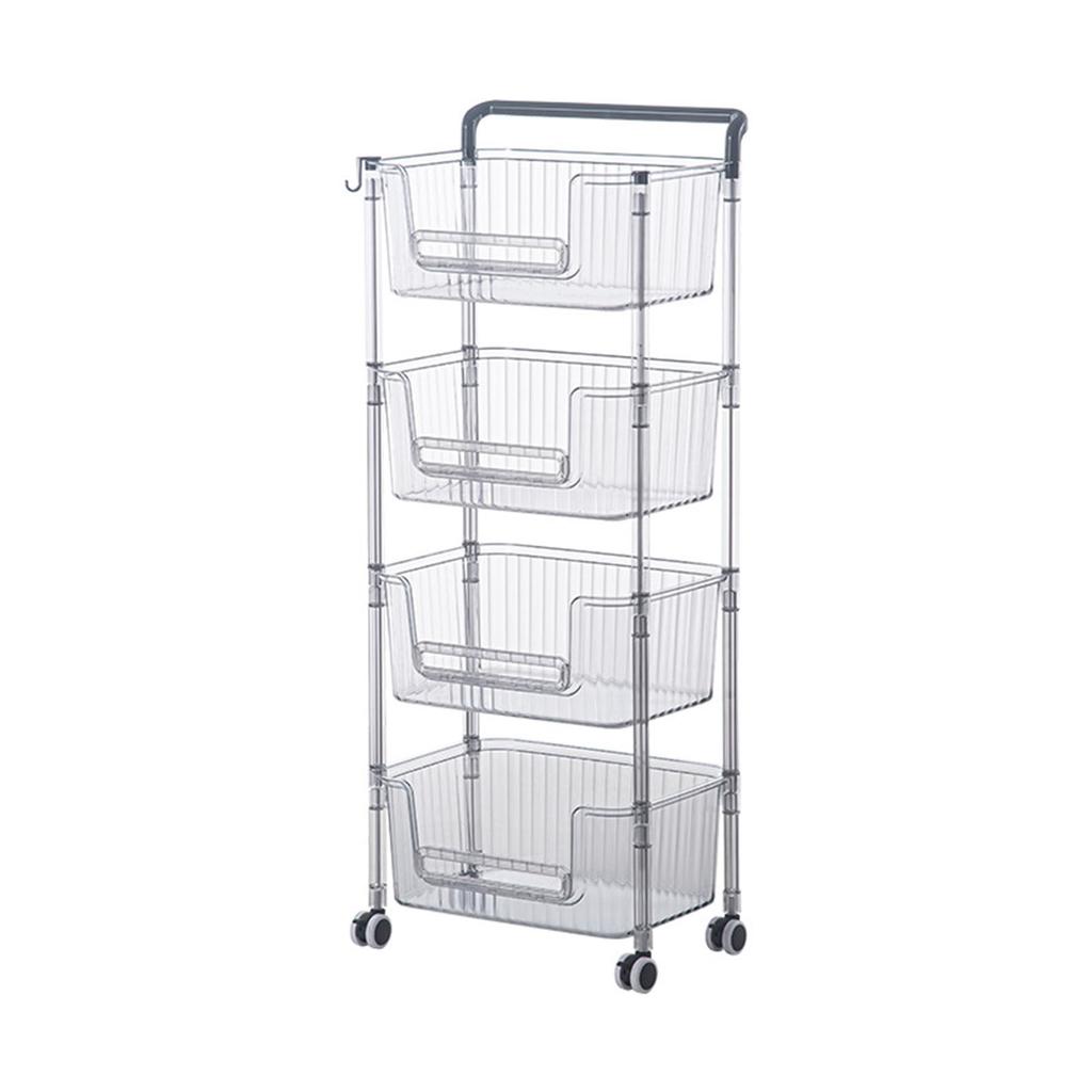 Chariot de Rangement à Roulettes Stable Élégant Multifonctionnel Robuste Organisateur de Rangement Mobile Chariot pour