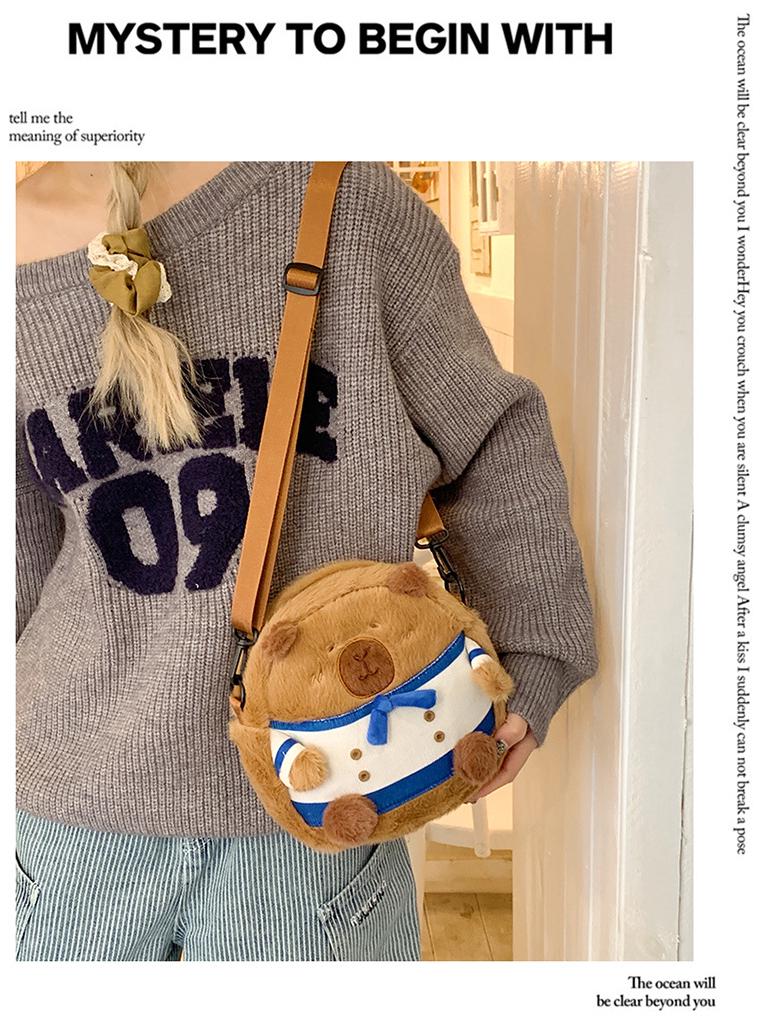 2024 Autumn/Winter Capybara Plush Women's Crossbody Bag