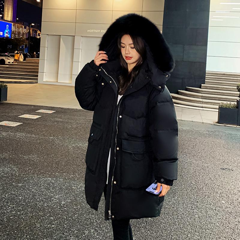 2026 Korean Style Oversized Winter Down Jacket for Plus Size Girls: Slimming Design with Fur Collar, Mid-Length, Fits up to 200 Jin.